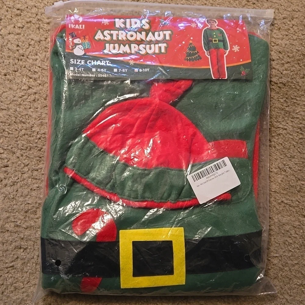 NIB Kids Unisex Festive Elf Costume Set - Green and Red